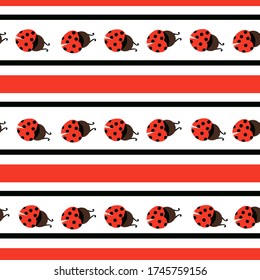 seamless pattern with little ladybug - vector illustration, eps