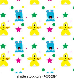 seamless pattern with little monsters.