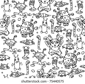 Seamless pattern of little monsters.