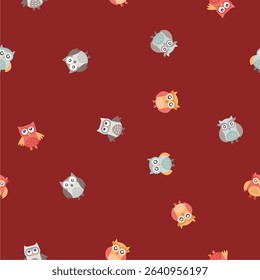 seamless pattern little owl design vector
