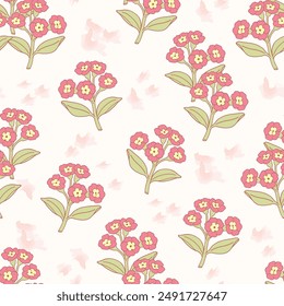 Patrón sin costuras de pequeñas flores rosadas. Es un patrón que se ve femenino. Patrón para tela y papel de embalaje, Patrón para Fondo de pantalla de diseño y estampados de moda.