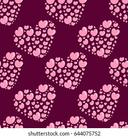 Seamless pattern with little pink hearts