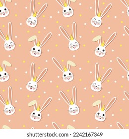 Seamless pattern little princess bunny. Pattern for fabric and wallpaper. Flat style. 