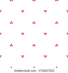 Patrón sin foco de pequeños círculos rojos y puntos rojos sobre fondo blanco.  Fondo Kaleidoscope. Papel pintado brillante, bueno para imprimir. Ilustración del vector de verano.