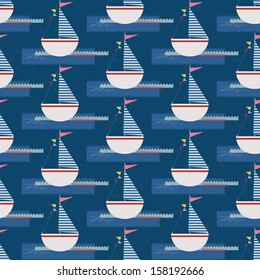 seamless pattern with little ships