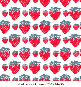 Seamless pattern with little strawberries. Vector seamless texture for wallpapers, pattern fills, web page backgrounds
