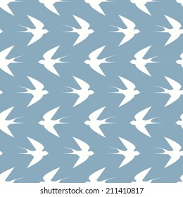 Seamless pattern with little swallows, backgrounds with birds