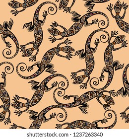 Seamless pattern with lizard