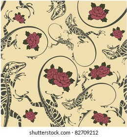 Seamless pattern with lizards