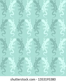 Seamless pattern of a lizards. Decorative background with lizards. Wallpaper with geckos. Vector illustration