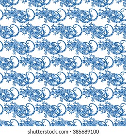 Seamless pattern with lizards. Salamander background. Vector illustration