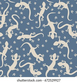 Seamless pattern with lizards. Vector endless texture