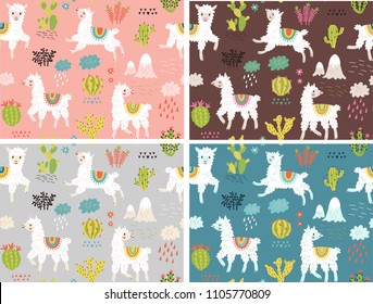 Seamless pattern with llama