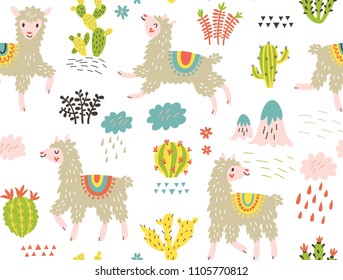 Seamless pattern with llama