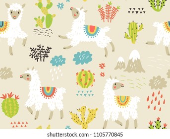 Seamless pattern with llama