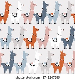 Seamless pattern of llama. Great for fabric, textile. Vector background