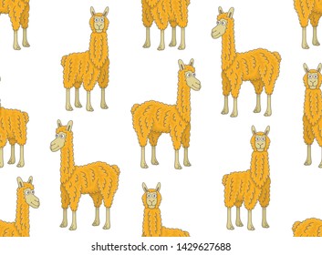 Seamless Pattern with Llamas. isolated on white background