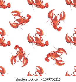 Seamless pattern. Lobster. Cancer.  Seafood. Design. Vector illustration.