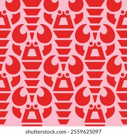 Seamless pattern with lobster. Marine texture with lobster, seaweed. Perfectly look on fabric, wrapping, textile.