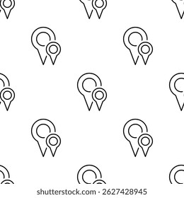 Seamless pattern of location pin icons for navigation and maps, GPS pointers and geolocation elements. Vector illustration.