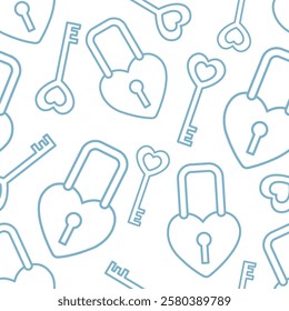 seamless pattern with lock and key in doodle style. Element for decoration design mail posts postcards poster print invitation background backdrop wrapping wallpaper banner textile