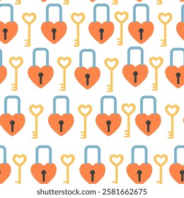 seamless pattern with lock and key in doodle style. Element for decoration design mail posts postcards poster print invitation background backdrop wrapping wallpaper banner textile