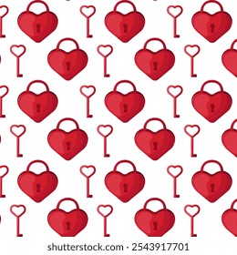 Seamless pattern lock and key. Happy Valentine's Day, romance, love concept. For poster, banner, cover, card.Vector illustration.