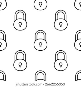 Patrón inconsútil con los iconos de la línea de la cerradura. Concepto de Fondo de pantalla de seguridad y privacidad.