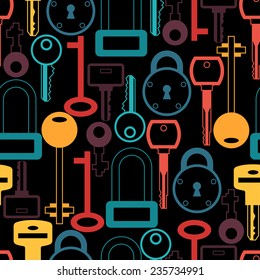 Seamless pattern with locks and keys icons.
