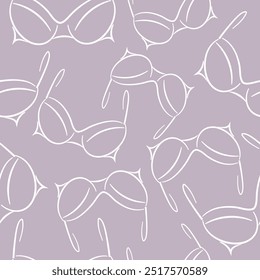seamless pattern of logos of women's underwear, namely bras with push-up cups placed randomly on a light background, vector
