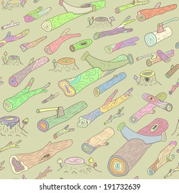 Seamless pattern with logs. Wood. Vector