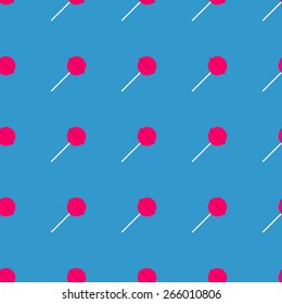 Seamless pattern with Lollipop bright pink blue on a background