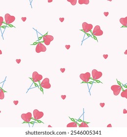 Seamless pattern with Lollipop and hearts. Happy Valentine's Day, Romance, Love concept. Perfect for product design, scrapbooking, textile, wrapping paper. EPS 10