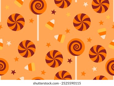 Seamless pattern with lollipops. Helloween sweets. Vector illustration
