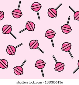 Seamless pattern with lollipops in retro style. Vector illustration.