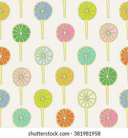 Seamless pattern lollipops vector sweetmeats lime and green