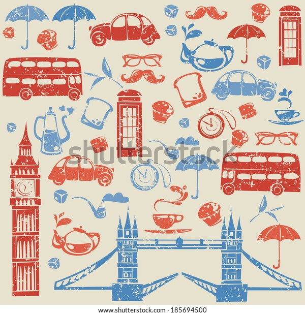 Seamless
pattern with London and British elements.
