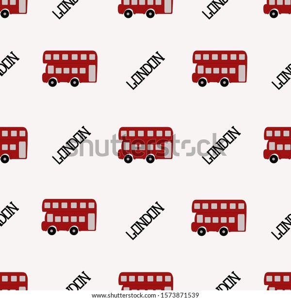 Seamless\
pattern with London bus. Vector illustration.\
