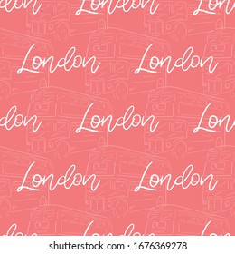 Patrón "Londres" impecable sobre fondo rojo. Ilustración vectorial.