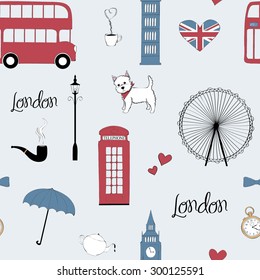 Seamless pattern with London symbols