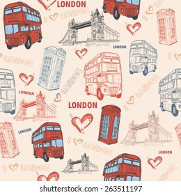 Seamless pattern with London symbols.Vector illustration.