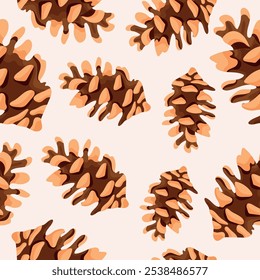 seamless pattern with long branches of conifers arranged randomly, for Christmas wrapping, cards or decorations
