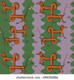 Seamless pattern with a long dog