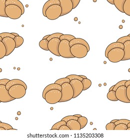Seamless pattern with long loaf. Fresh bread. Suitable for printing on wrapping paper, textiles, menu design.