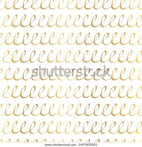 Seamless pattern with loop ink pen drawings. Doodle\
sketch. Golden outlines on white background. Trendy texture for\
digital paper, fabric, decorative backdrops, wrapping. Vector\
illustration. EPS10