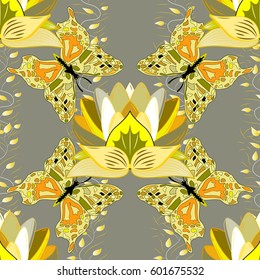 Seamless pattern with lotus. Seamless floral pattern. Vector abstract floral background.