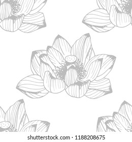 seamless pattern with lotus flower