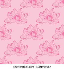 seamless pattern with lotus flower