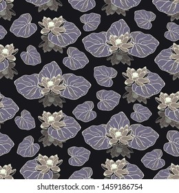 Seamless pattern with lotus flower. Handmade. Vector. Print for bed linens, fabric, textiles, wallpaper, greeting cards, wrapping paper,gift box