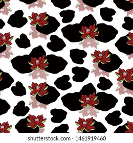 Seamless pattern with lotus flower on a white textured background. Handmade. Vector. Print for bed linens, fabric, textiles, wallpaper, greeting cards, wrapping paper,gift box